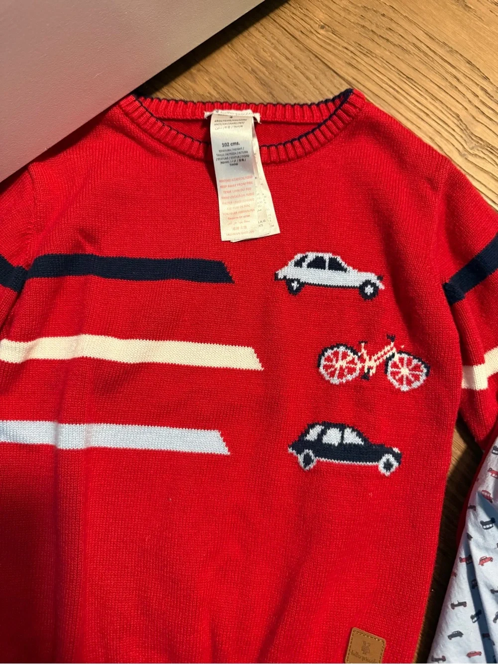 Tutto Piccolo Shirt, Sweater and Two Pant Set with Car Motif